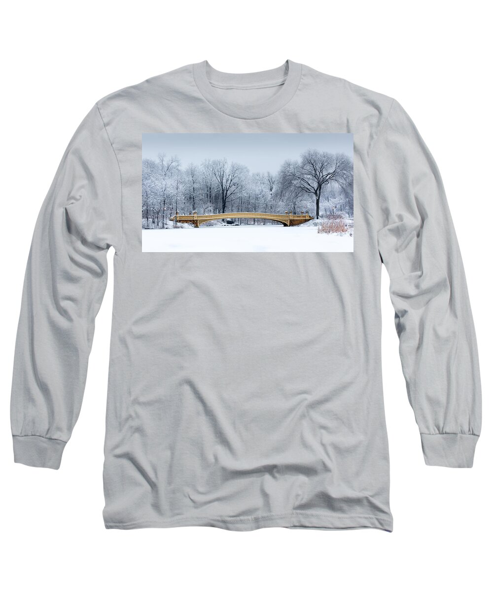 American Long Sleeve T-Shirt featuring the photograph Bow Bridge in Central Park NYC by Mihai Andritoiu