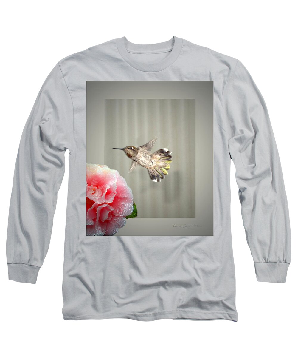 Hummingbird Long Sleeve T-Shirt featuring the photograph Camellia and Hummer by Joyce Dickens