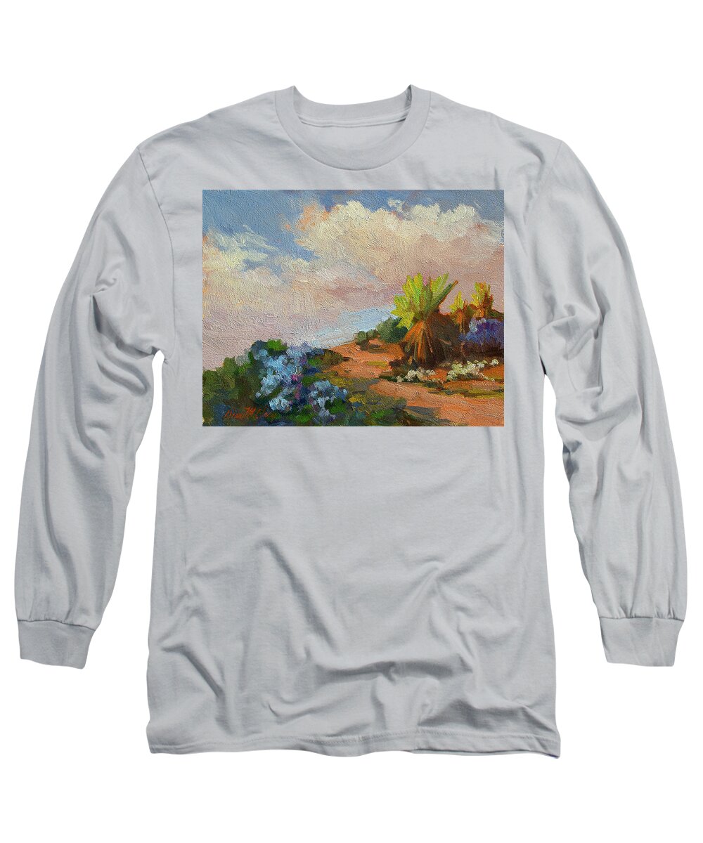 Canterbury Bells Long Sleeve T-Shirt featuring the painting Canterbury Bells Joshua Tree by Diane McClary
