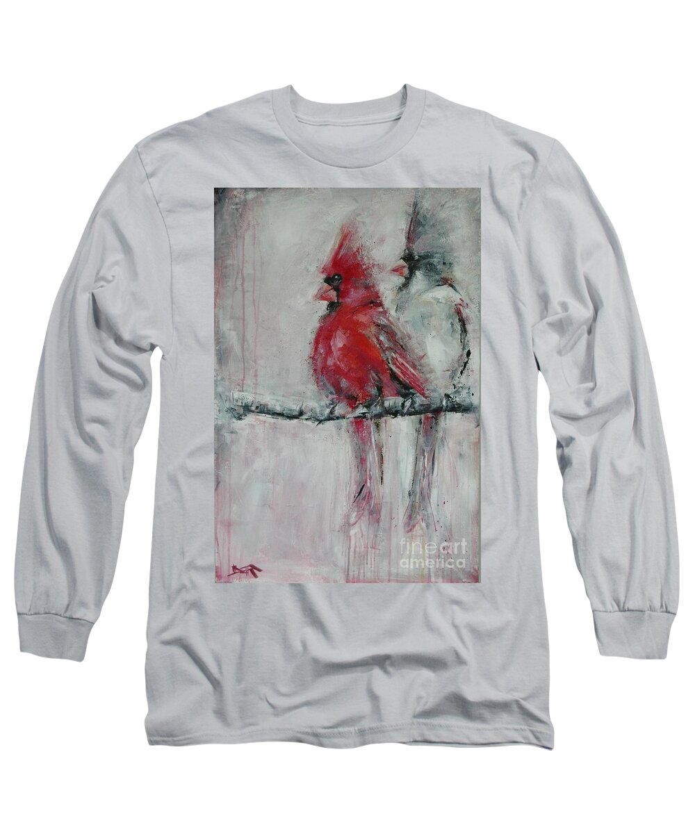 Cardinal Long Sleeve T-Shirt featuring the painting Cardinals Rule by Dan Campbell