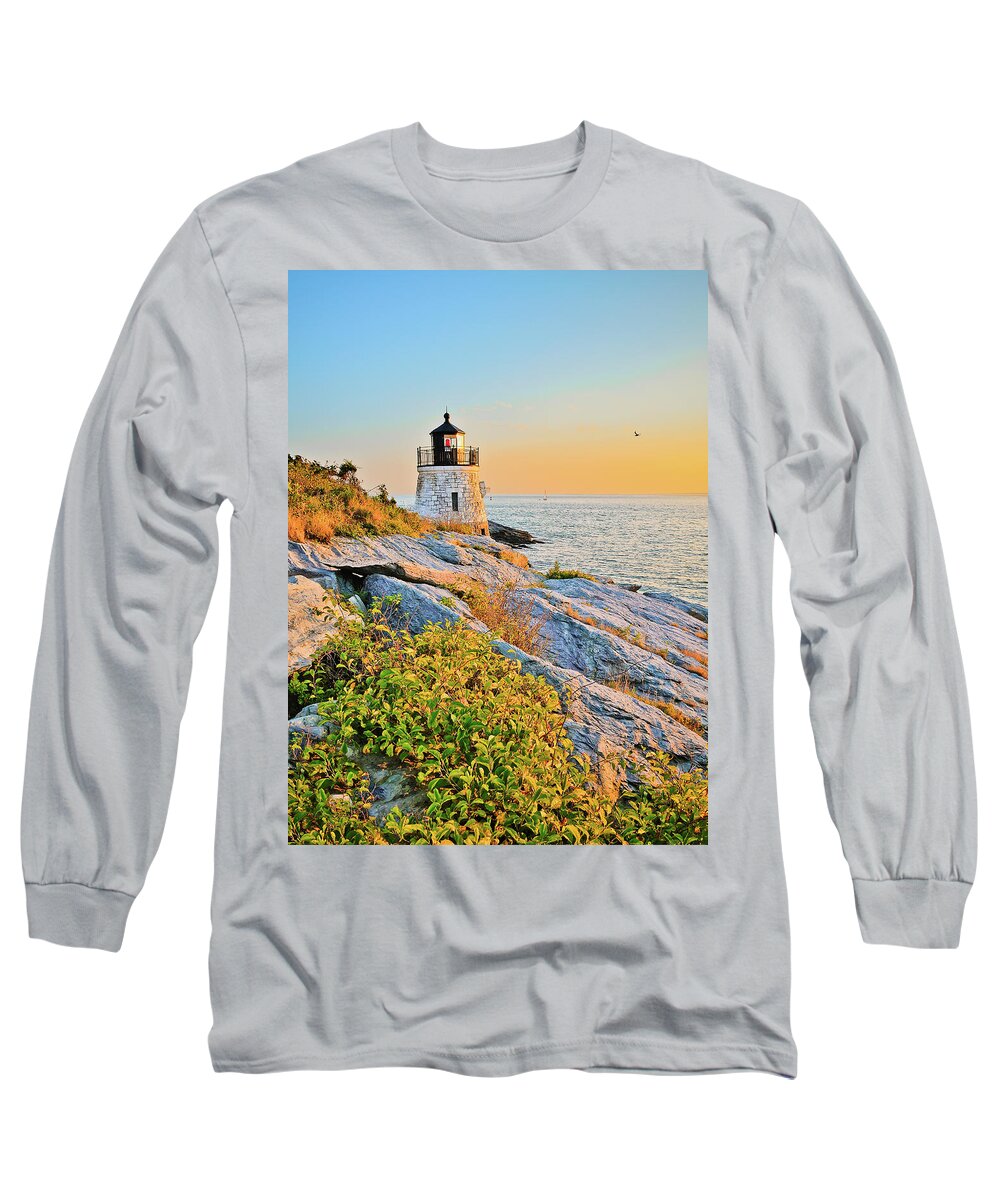 Castle Long Sleeve T-Shirt featuring the photograph Castle Hill Lighthouse 1 Newport by Marianne Campolongo