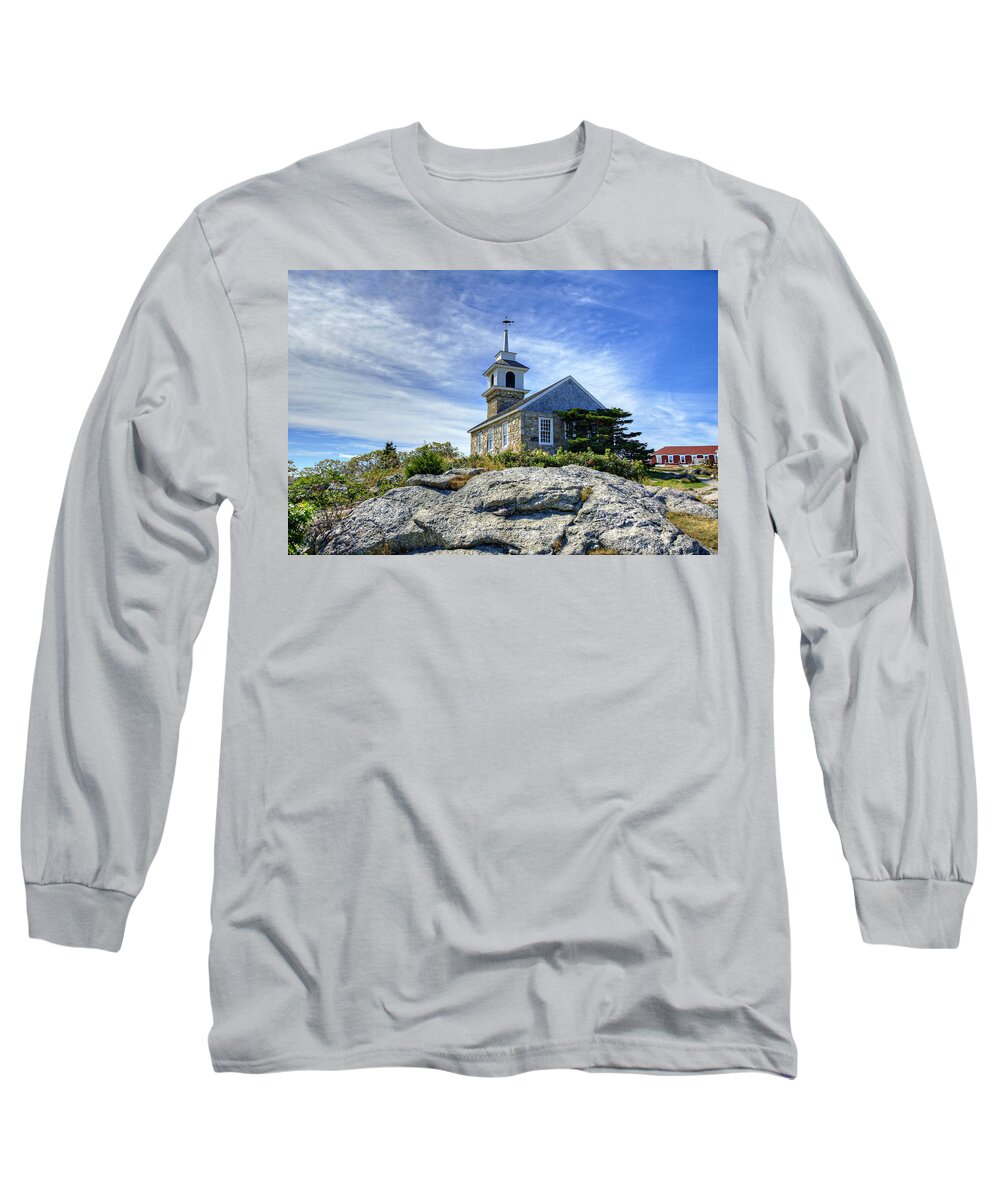 Chapel Long Sleeve T-Shirt featuring the photograph Chapel on the Hill by Donna Doherty