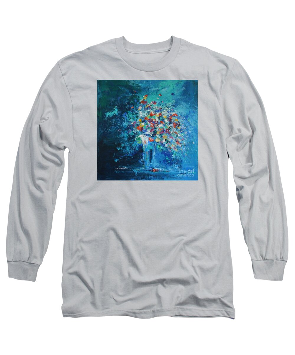 Flowers Long Sleeve T-Shirt featuring the painting Colour My World by Dan Campbell