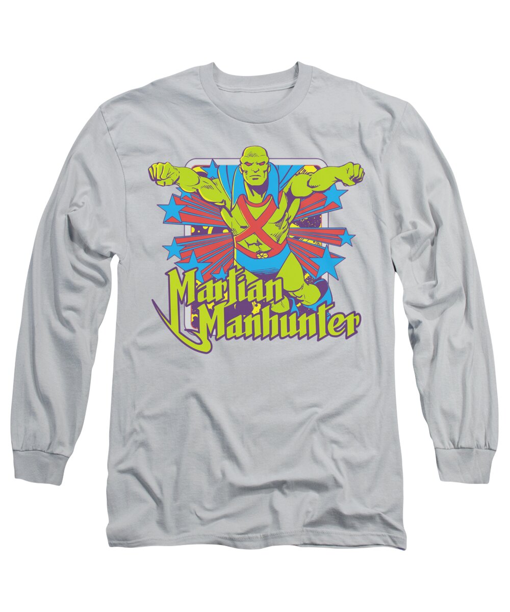 Dc Comics Long Sleeve T-Shirt featuring the digital art Dc - Manhunter Stars by Brand A