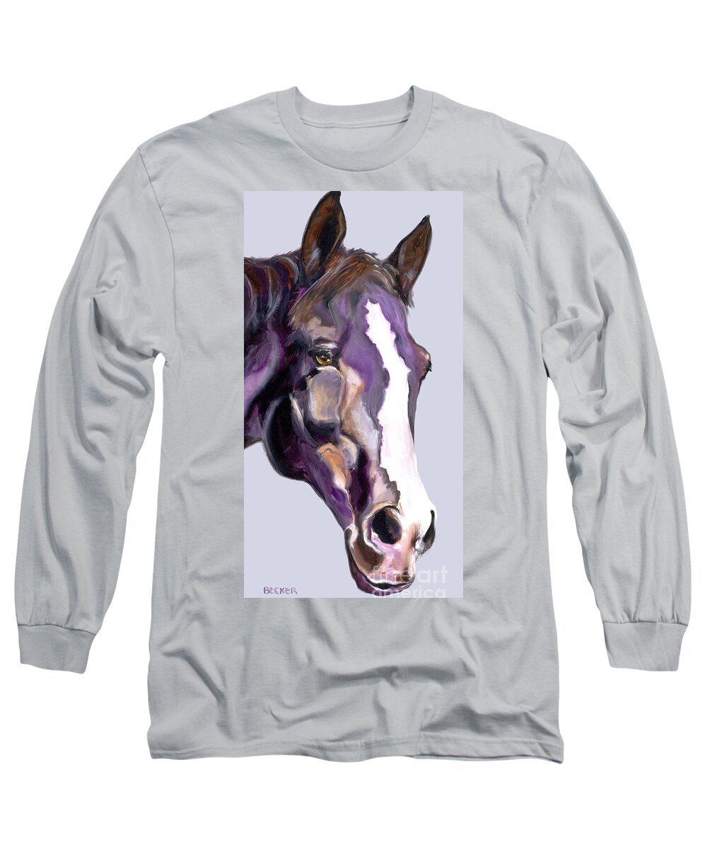 Thoroughbred Long Sleeve T-Shirt featuring the painting Eye on the Prize by Susan A Becker