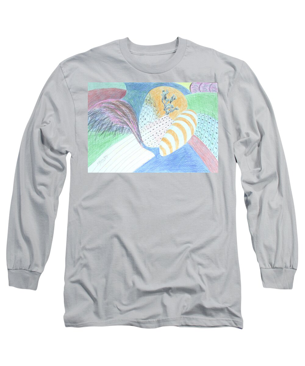 Abstract Long Sleeve T-Shirt featuring the drawing Fantasy of Egg and Cactus by Esther Newman-Cohen