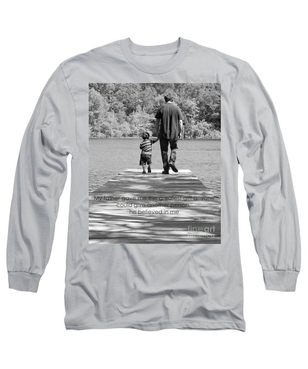 Father Long Sleeve T-Shirt featuring the photograph Father and Son black white by Andrea Anderegg