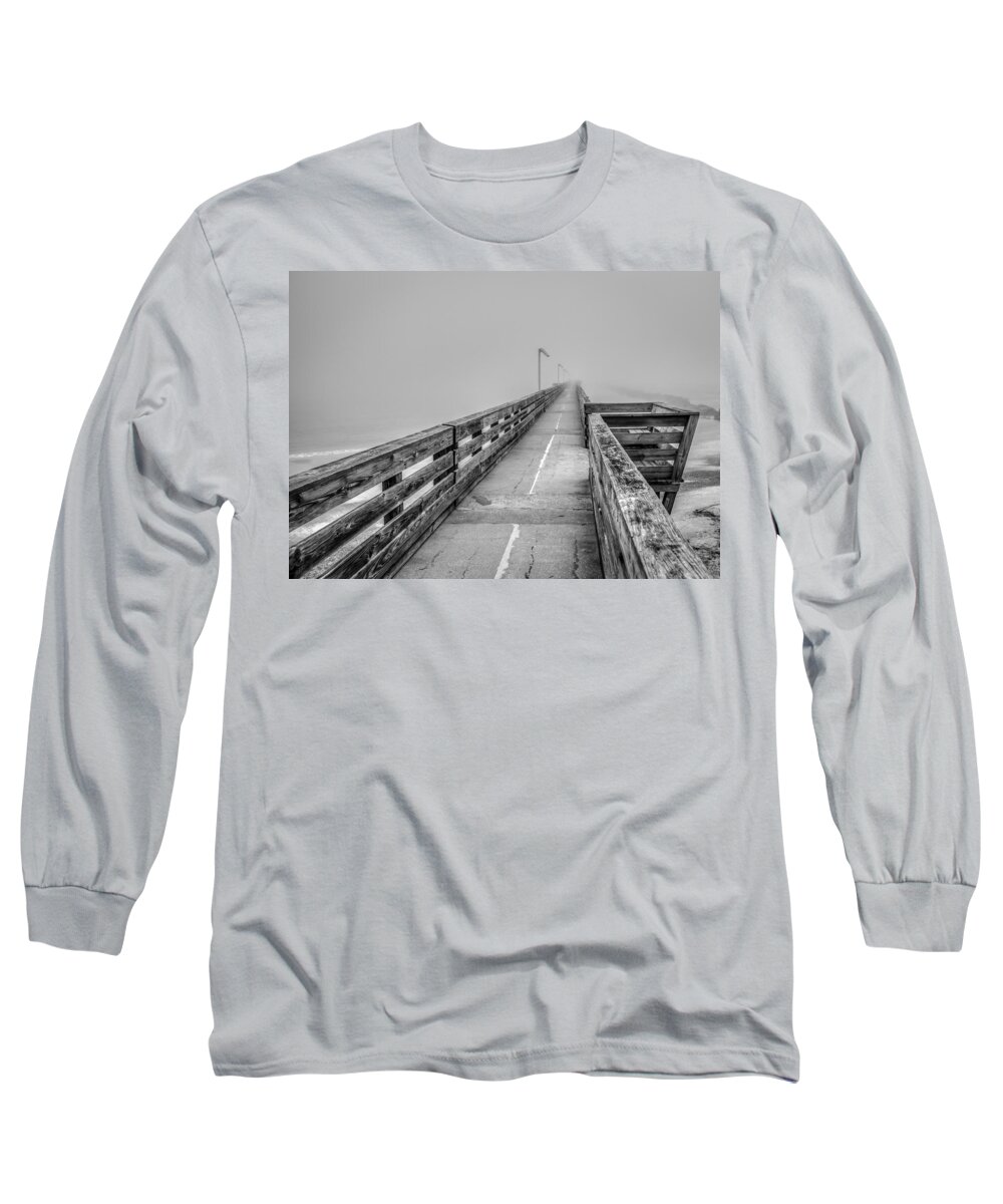 Atlantic Long Sleeve T-Shirt featuring the photograph Foggy Fort Clinch Pier by Traveler's Pics