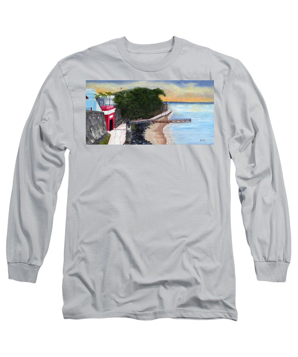 Puerto Rico Long Sleeve T-Shirt featuring the painting Gate to Old San Juan by Gloria E Barreto-Rodriguez
