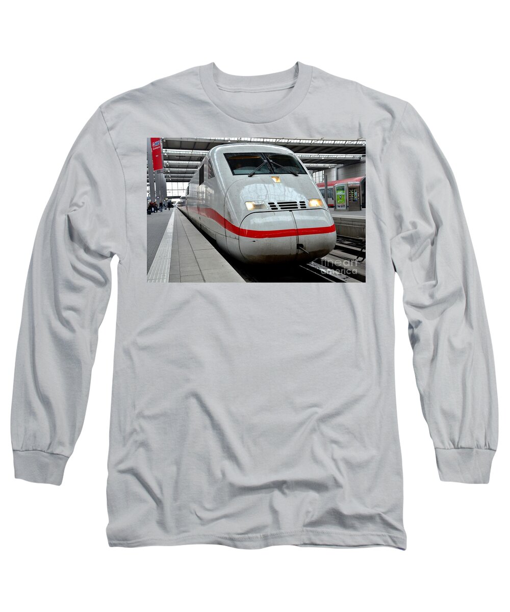 Train Long Sleeve T-Shirt featuring the photograph German ICE intercity bullet train Munich Germany by Imran Ahmed