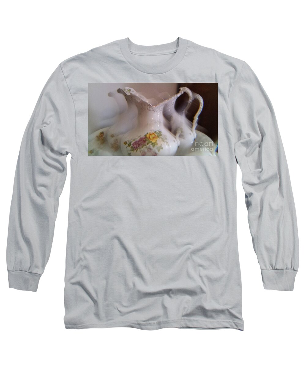 Grandmas Wash Basin And Pitcher Long Sleeve T-Shirt featuring the photograph Grandmas Wash Basin And Pitcher 1 by Paddy Shaffer