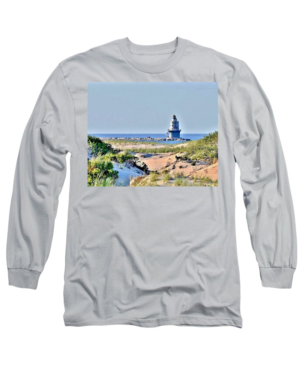 Lighthouse Long Sleeve T-Shirt featuring the photograph Harbor of Refuge Lighthouse by Kim Bemis