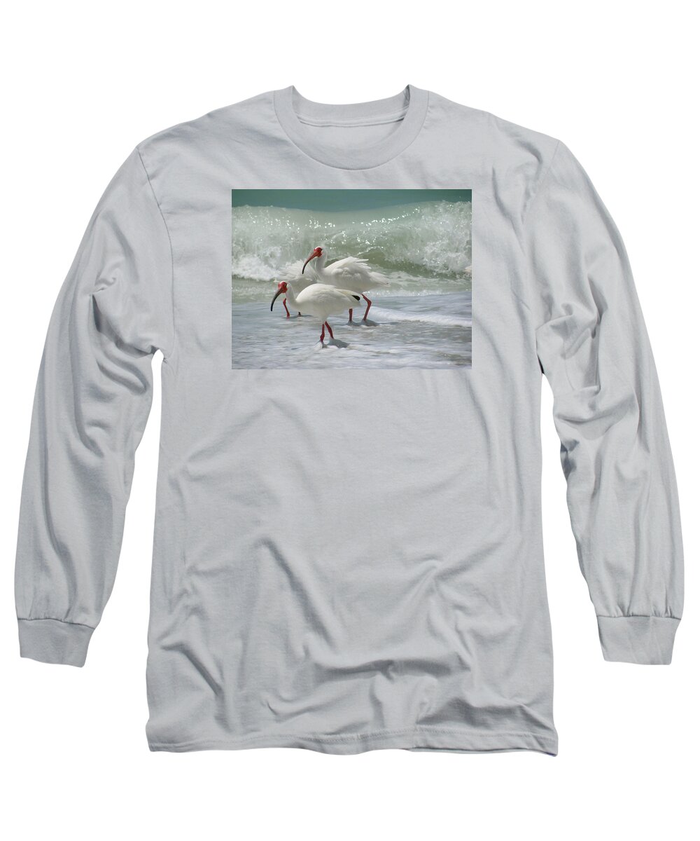 Ibis Long Sleeve T-Shirt featuring the pastel Ibis Pair by Melinda Saminski
