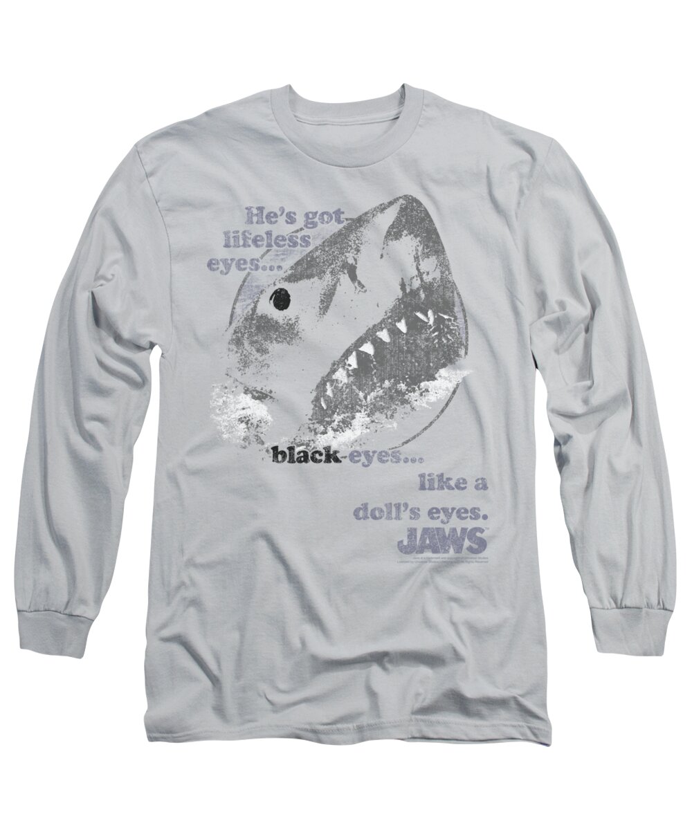 Jaws Long Sleeve T-Shirt featuring the digital art Jaws - Like Doll's Eyes by Brand A