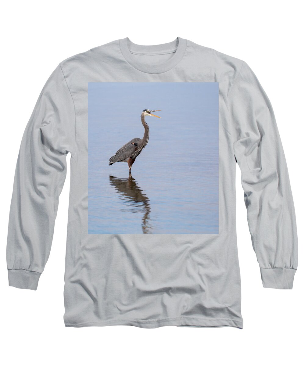 Great Blue Heron Long Sleeve T-Shirt featuring the photograph Just Saying Howdy by John M Bailey