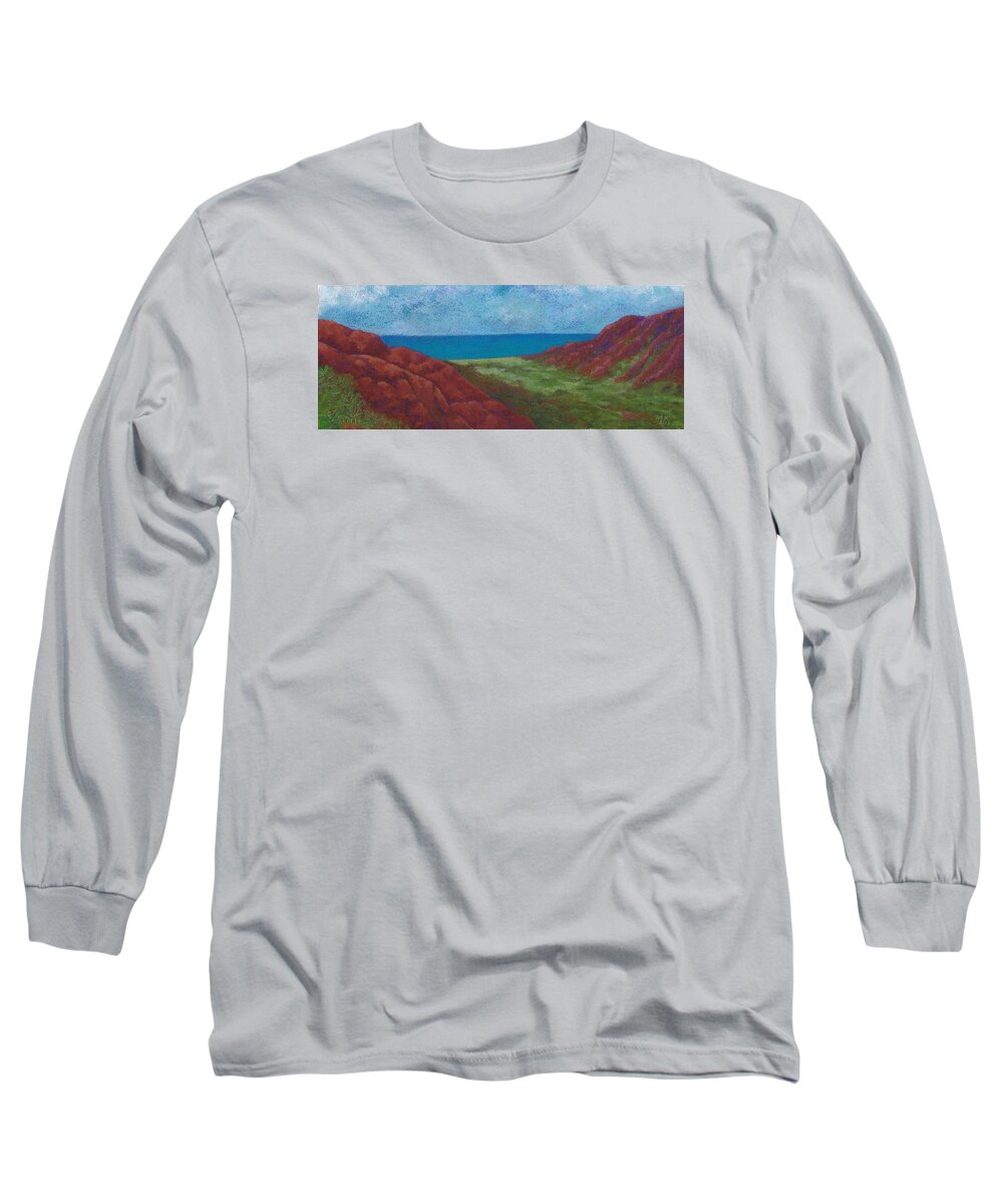 Kauai'i Long Sleeve T-Shirt featuring the pastel Kalalau Valley by Anne Katzeff