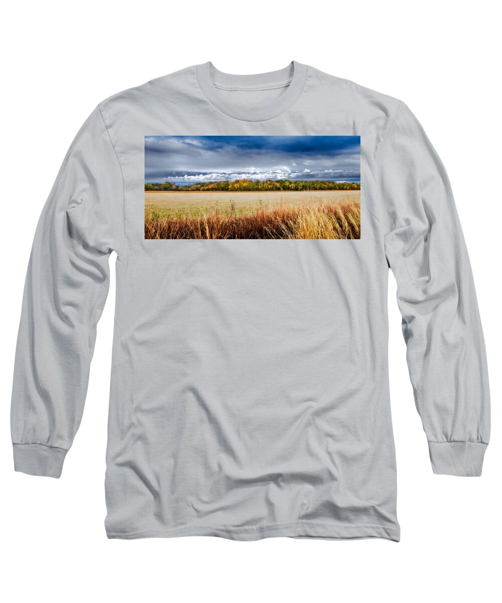 Flint Hills Long Sleeve T-Shirt featuring the photograph Kansas Fall Landscape by Eric Benjamin