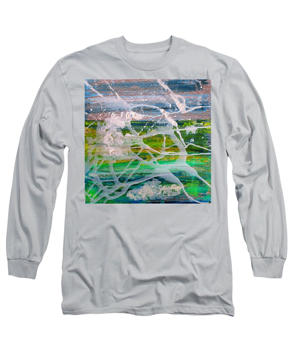 Art Long Sleeve T-Shirt featuring the painting Laughing Gulls Flight Flurry by Ashley Goforth