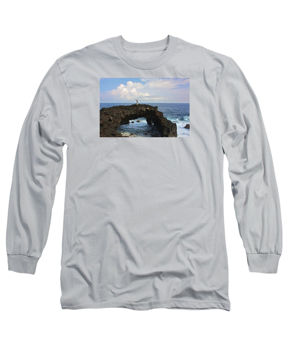 Lava Long Sleeve T-Shirt featuring the photograph Lava Sea Arch in Hawaii by Venetia Featherstone-Witty
