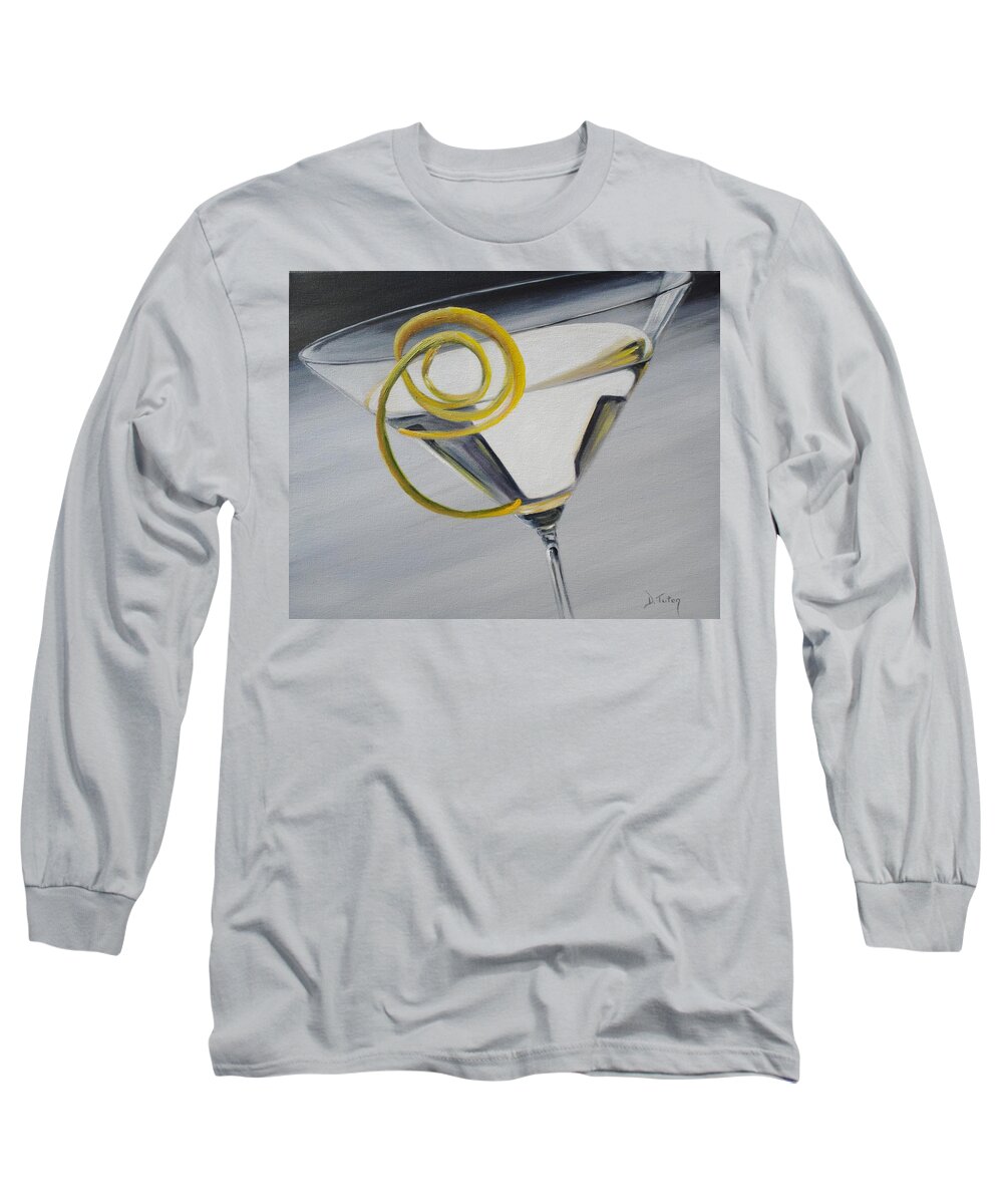 Lemontini Long Sleeve T-Shirt featuring the painting Lemontini by Donna Tuten