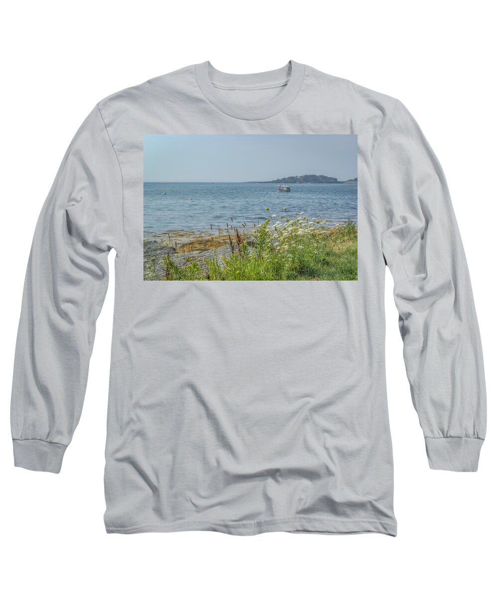 Maine Long Sleeve T-Shirt featuring the photograph Lobster boat at rest by Jane Luxton