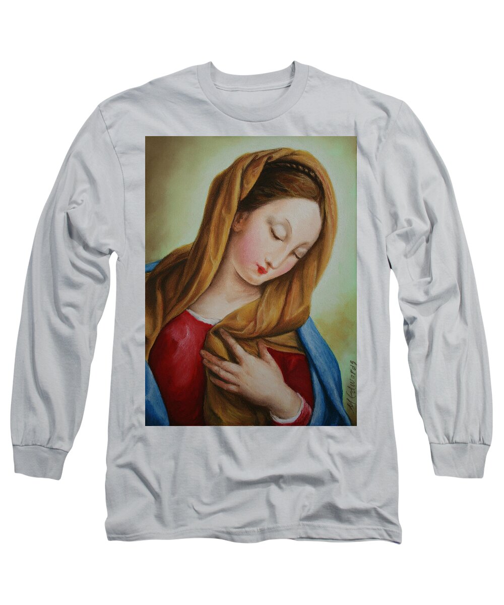 Madonna Long Sleeve T-Shirt featuring the pastel Madonna by Marna Edwards Flavell