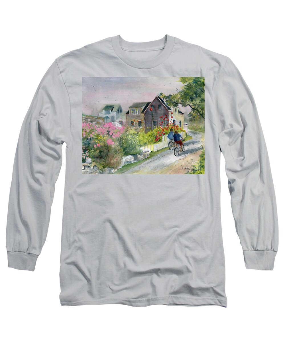 Monhegan Island Long Sleeve T-Shirt featuring the painting Monhegan in August by Melly Terpening