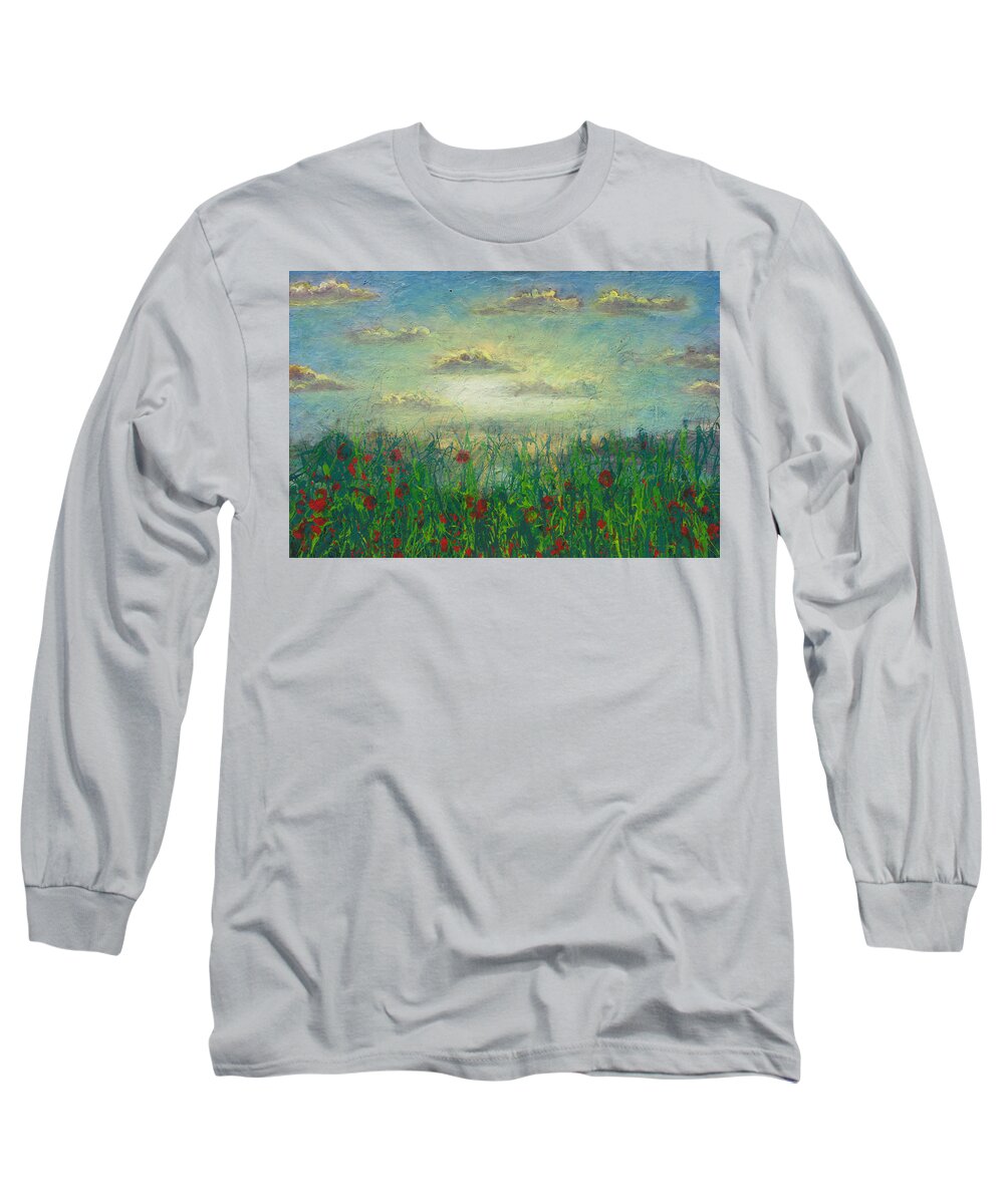 Morning Long Sleeve T-Shirt featuring the pastel Morning Roses by Michael Heikkinen