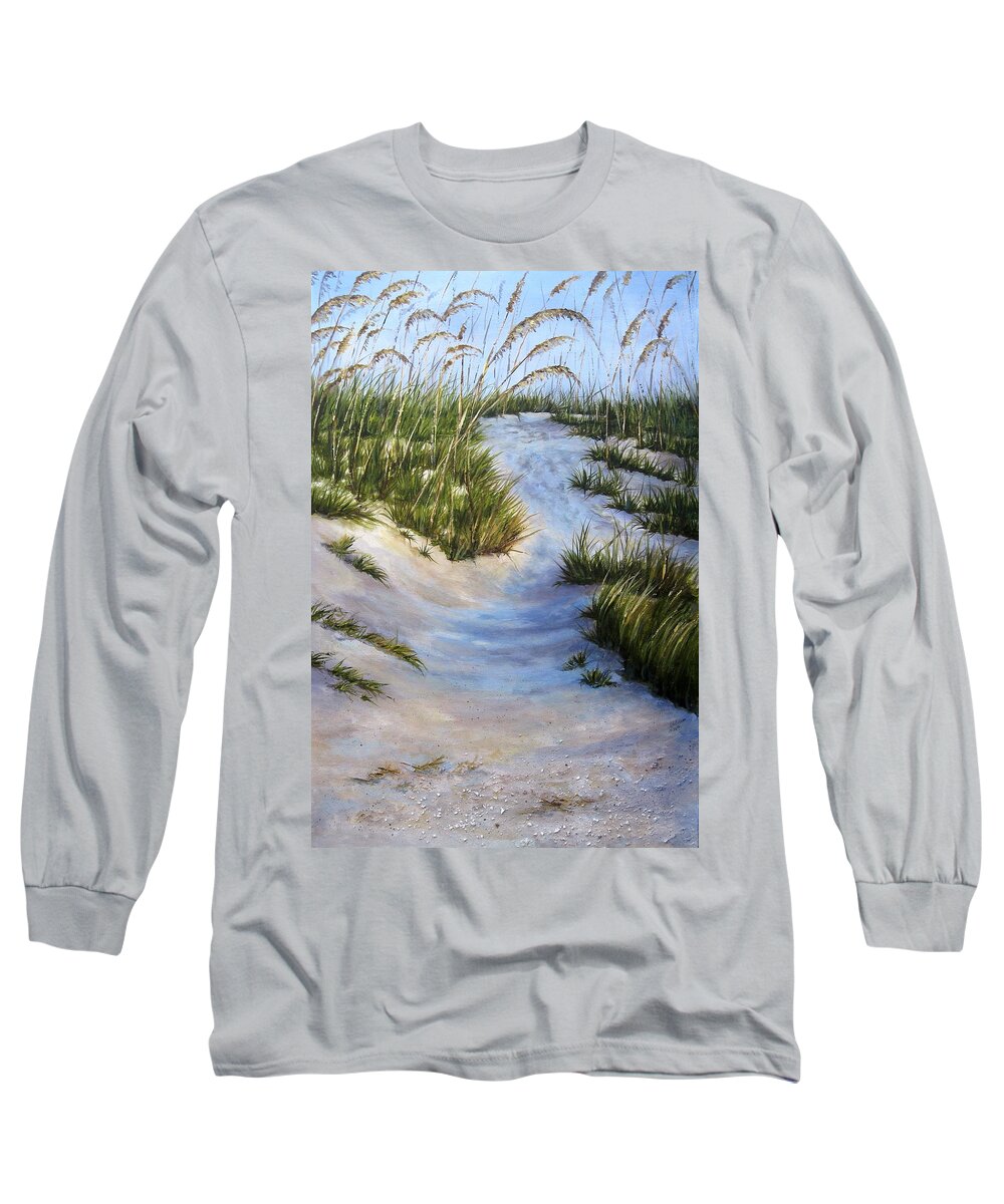 Beach Long Sleeve T-Shirt featuring the painting Morning Shadows by Mary McCullah
