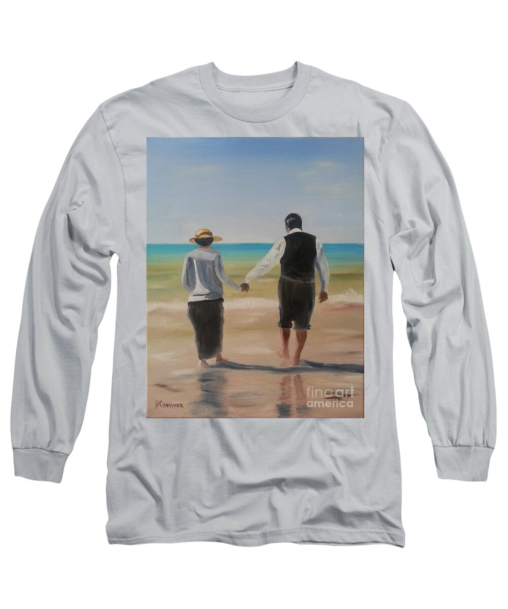 Mr. Carson Long Sleeve T-Shirt featuring the painting Mr. Carson and Mrs. Hughes by Bev Conover