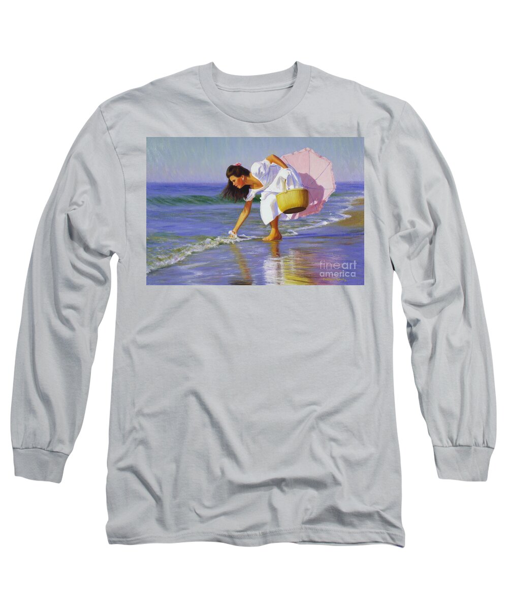 Nantucket Island Long Sleeve T-Shirt featuring the painting Nantucket Shells by Candace Lovely