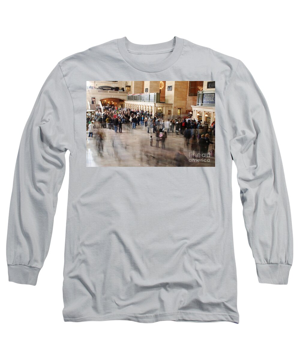 Grand Central Station Long Sleeve T-Shirt featuring the photograph New York on the Move by Liz Leyden