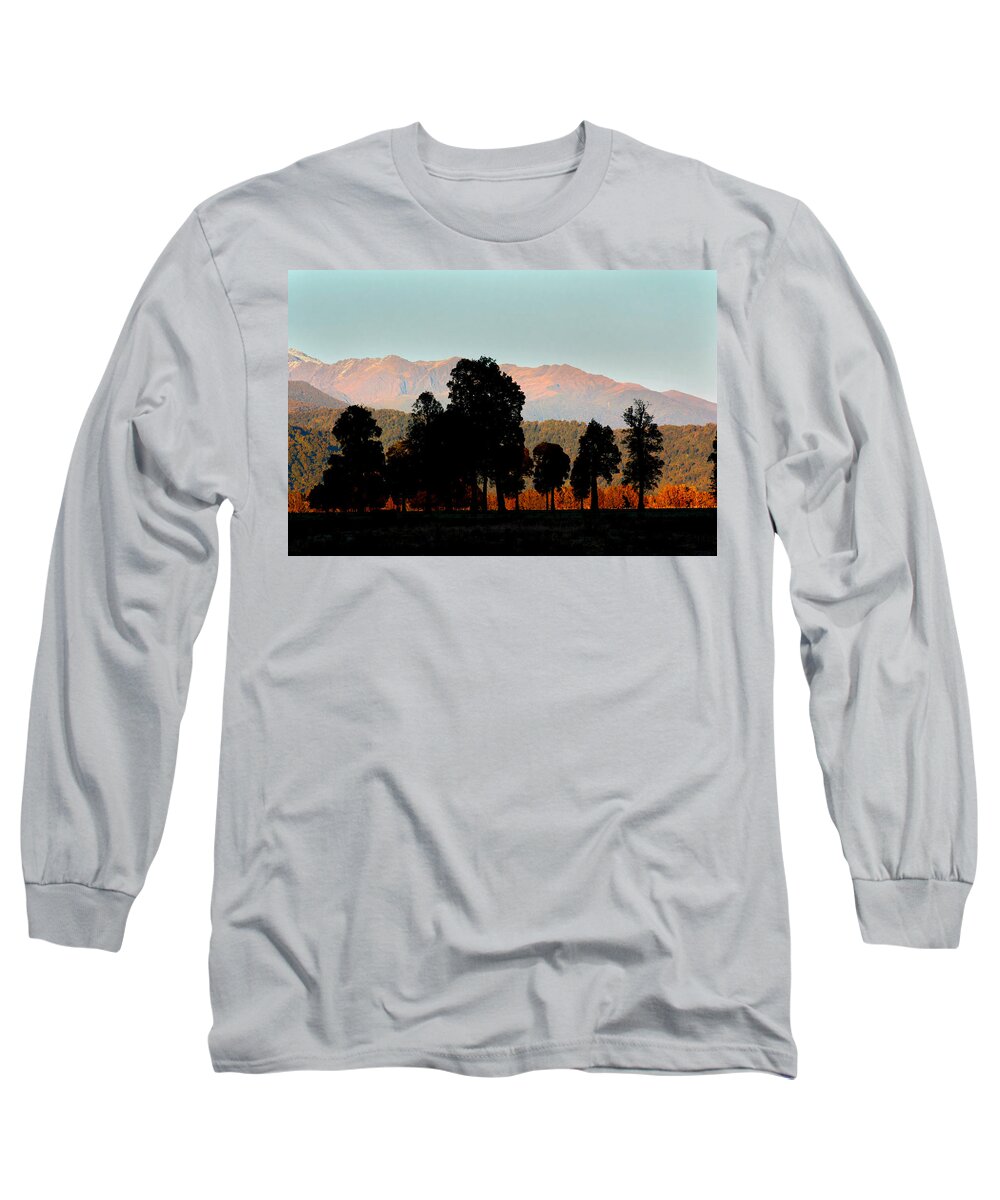New Zealand Prints Long Sleeve T-Shirt featuring the photograph New Zealand Silhouette by Amanda Stadther