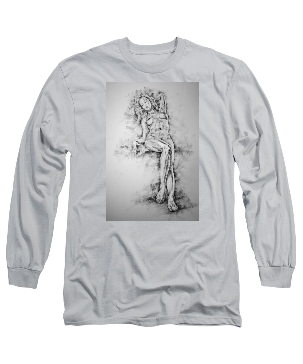 Erotic Long Sleeve T-Shirt featuring the drawing Page 26 by Dimitar Hristov