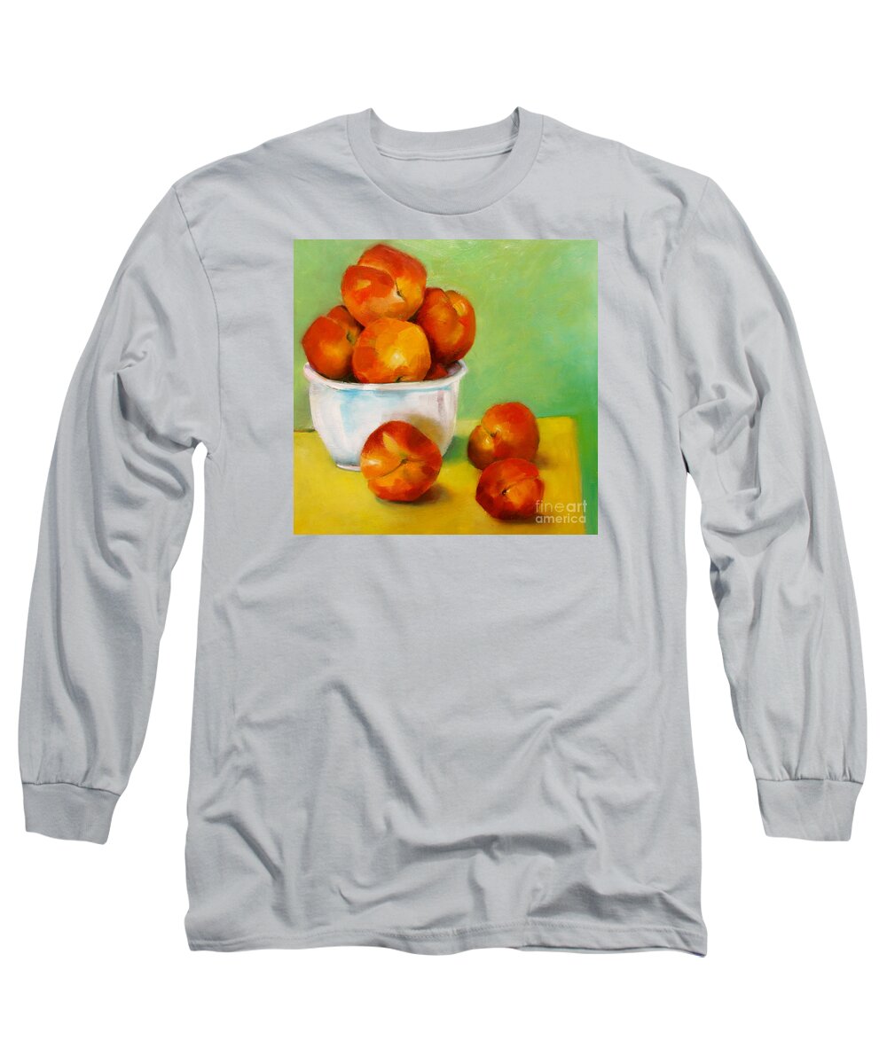 Peaches Long Sleeve T-Shirt featuring the painting Peachy Keen by Michelle Abrams