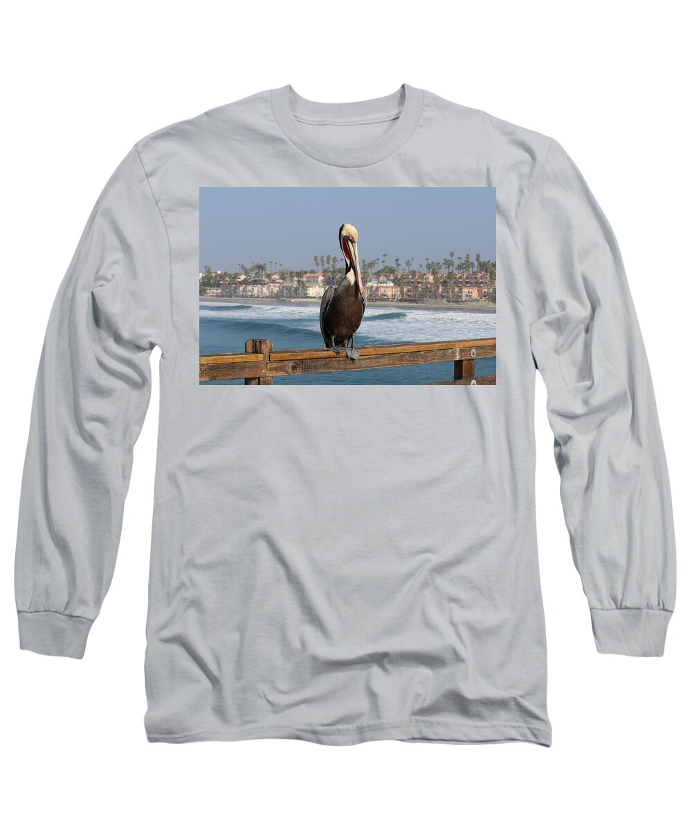 Wild Long Sleeve T-Shirt featuring the photograph Perched on the Pier by Christy Pooschke