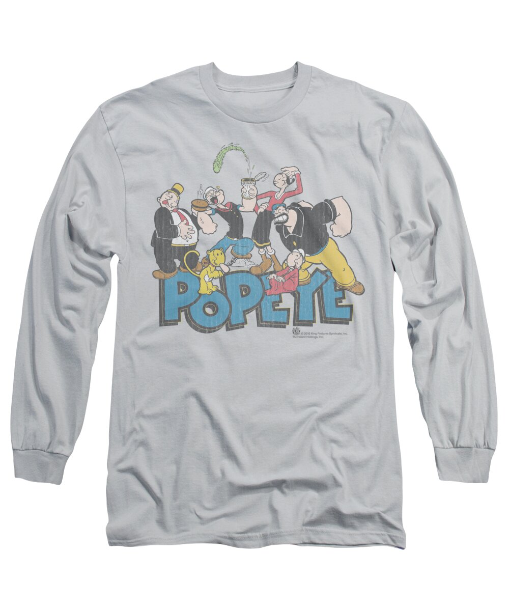 Popeye Long Sleeve T-Shirt featuring the digital art Popeye - The Gang by Brand A