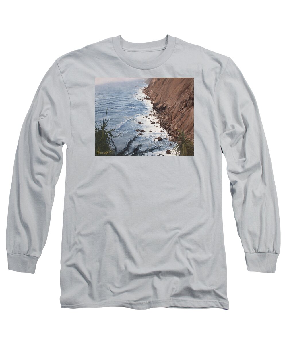 California Long Sleeve T-Shirt featuring the painting Ragged Point California by Barbara Barber