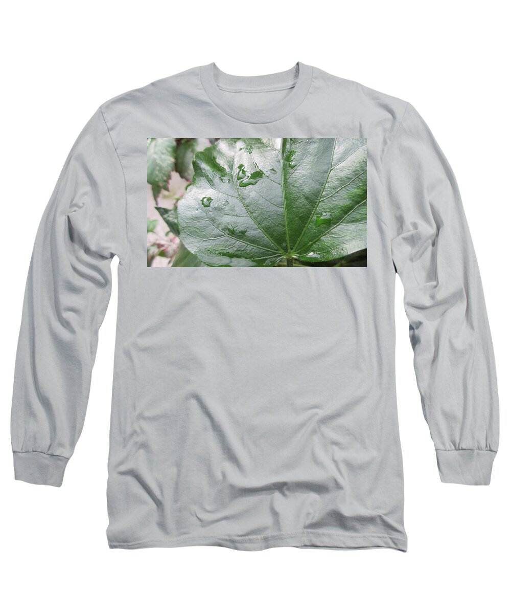 Hibiscus Long Sleeve T-Shirt featuring the photograph Raindrops Keep Falling... by Ashley Goforth