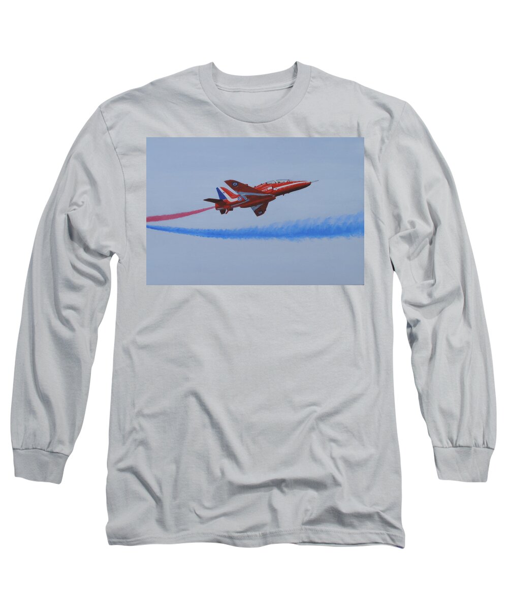Oil Paintings Long Sleeve T-Shirt featuring the painting Red Arrow - Breaking Right by Elaine Jones