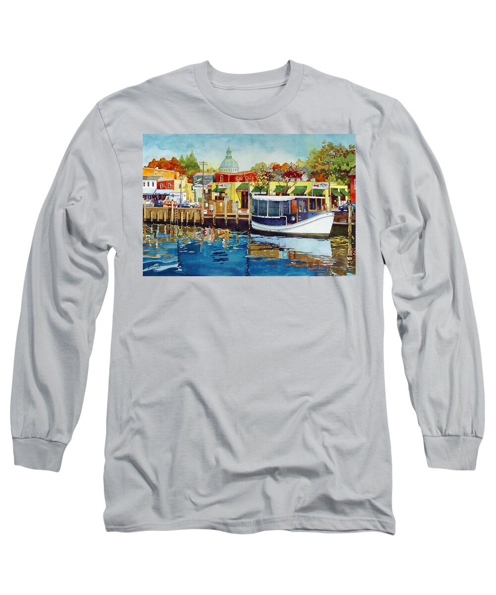 Landscape Long Sleeve T-Shirt featuring the painting Reflections of Autumn by Mick Williams