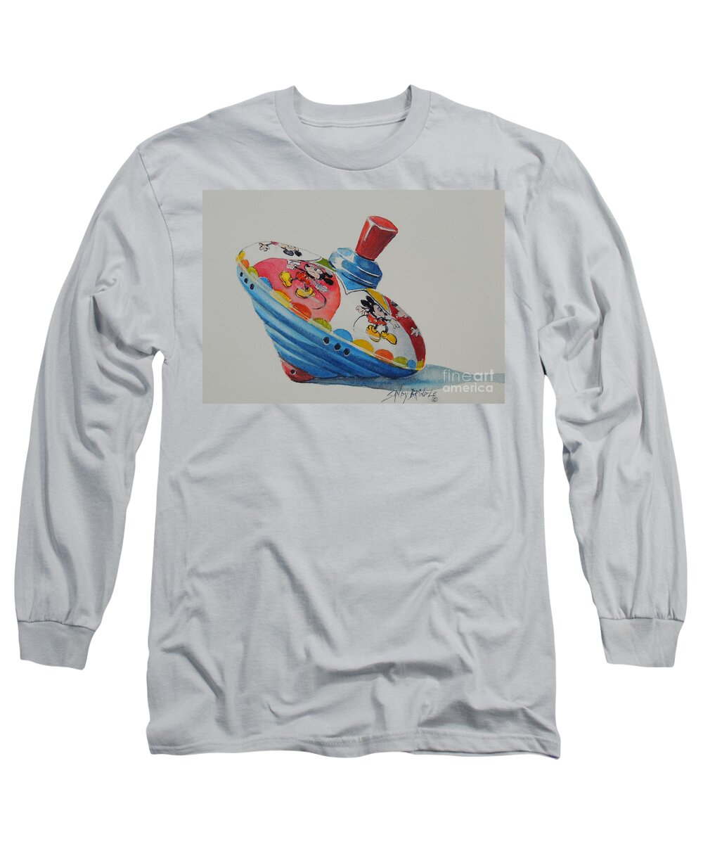 Top Long Sleeve T-Shirt featuring the painting Remember When?...SOLD by Sandy Brindle