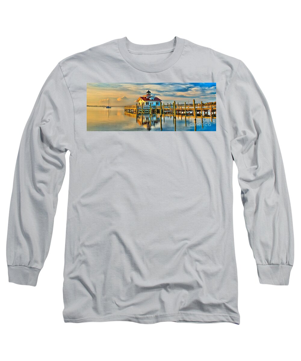 Lighthouse Long Sleeve T-Shirt featuring the photograph Roanoke Marsh Lighthouse Dawn by Nick Zelinsky Jr