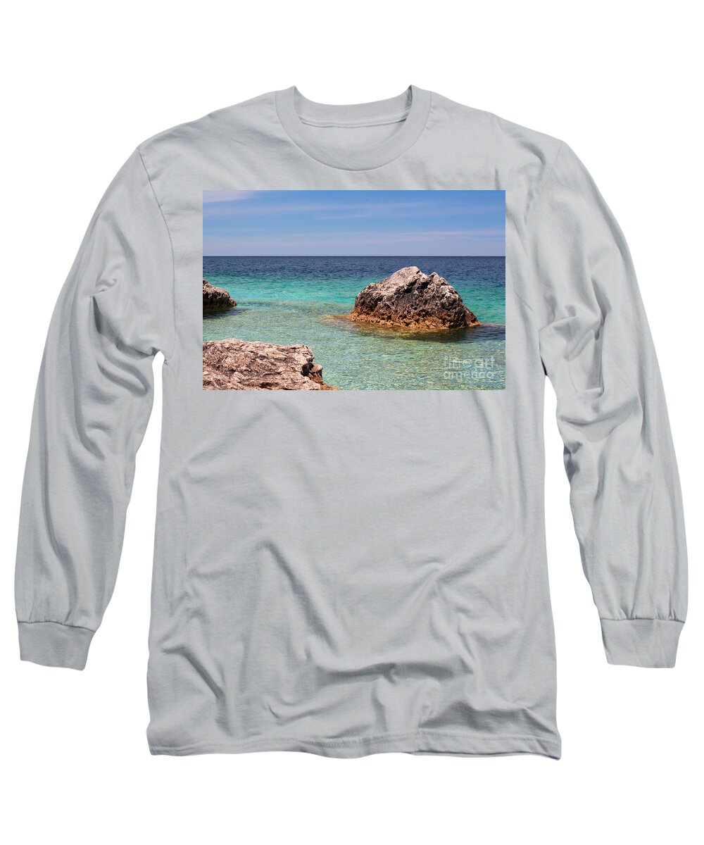 Georgian Bay Long Sleeve T-Shirt featuring the photograph Rocky Shoals of Tobermory by Barbara McMahon