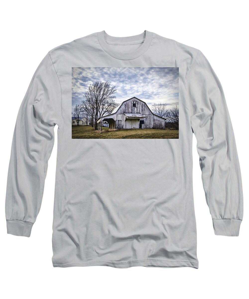 Barn Long Sleeve T-Shirt featuring the photograph Rustic White Barn by Cricket Hackmann