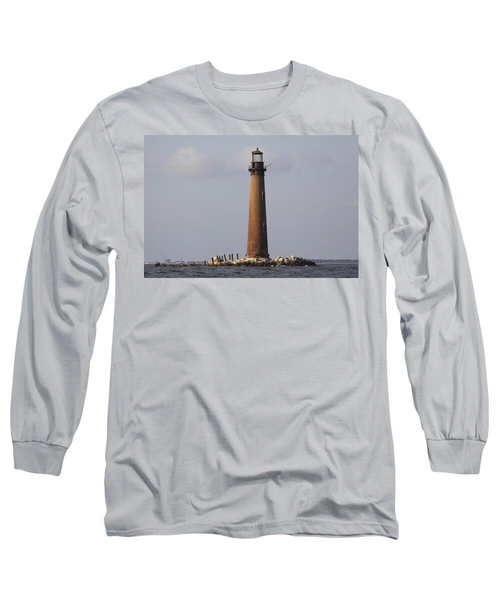 Sand Island Lighthouse Long Sleeve T-Shirt featuring the photograph Sand Island Lighthouse - Once 40 Acres by Travis Truelove