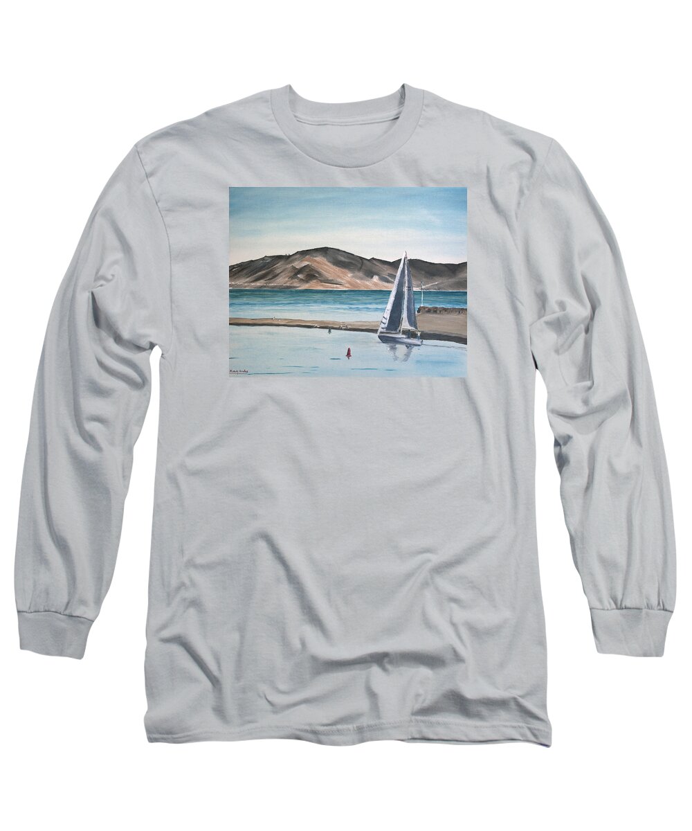 Harbor Long Sleeve T-Shirt featuring the painting Santa Barbara Sailing by Ian Donley