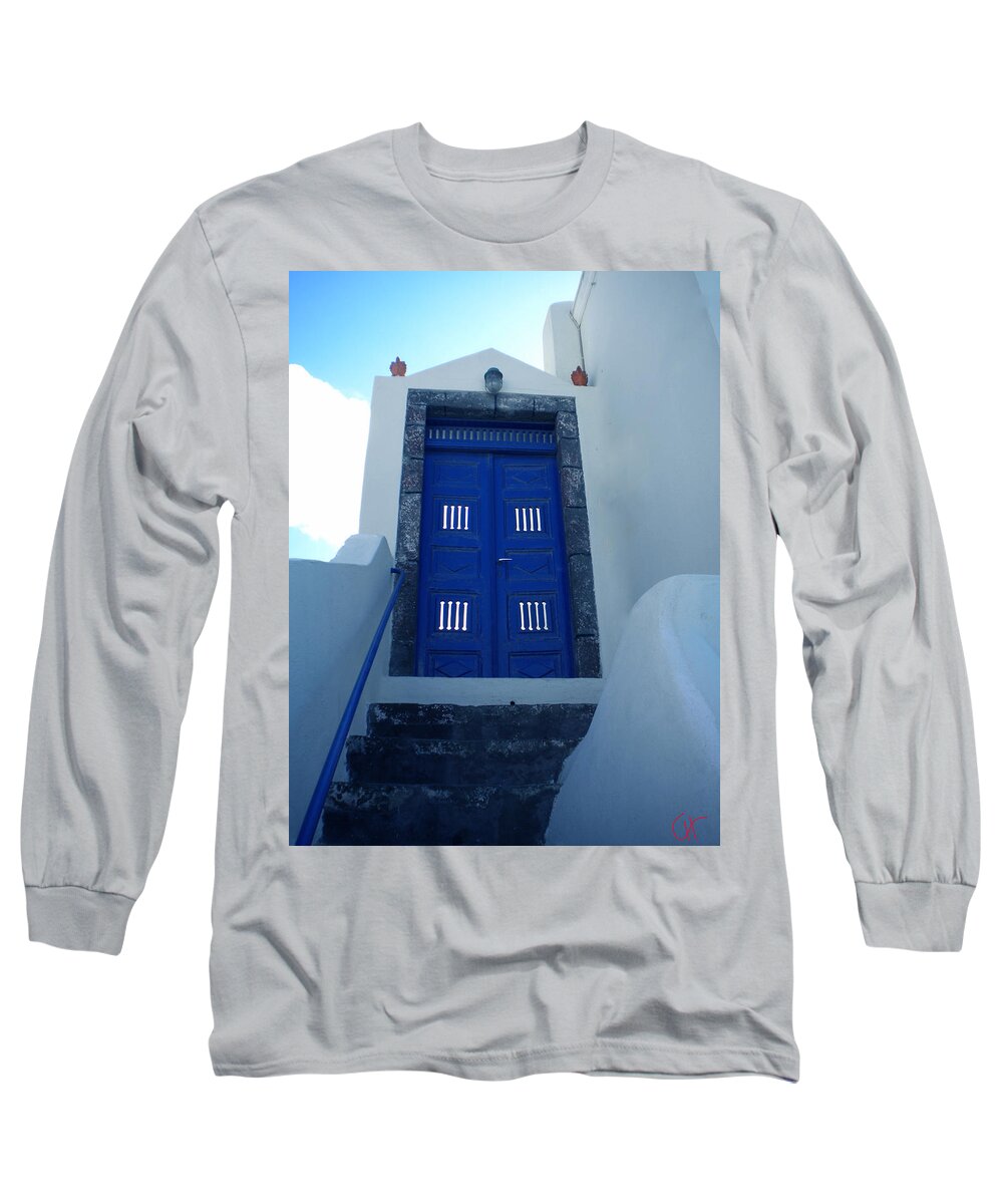 Colette Long Sleeve T-Shirt featuring the photograph Santorini Door to Heaven by Colette V Hera Guggenheim