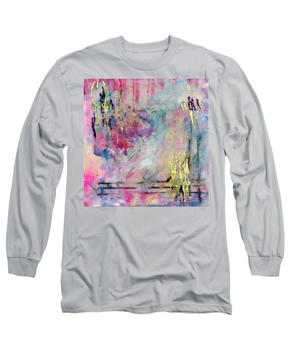 Serene Mist Long Sleeve T-Shirt featuring the painting Serene Mist Encaustic by Bellesouth Studio