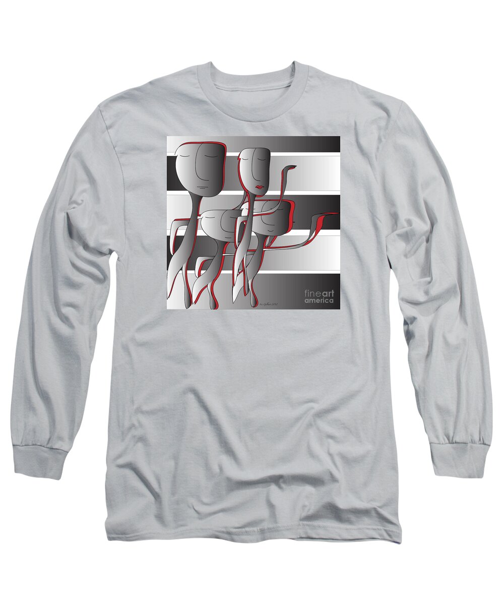 Digital Long Sleeve T-Shirt featuring the digital art Side by Side by Iris Gelbart